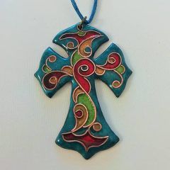 Türkiz kereszt  -  tűzzománc kereszt