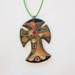 Mohazöld kereszt  -  tűzzománc kereszt